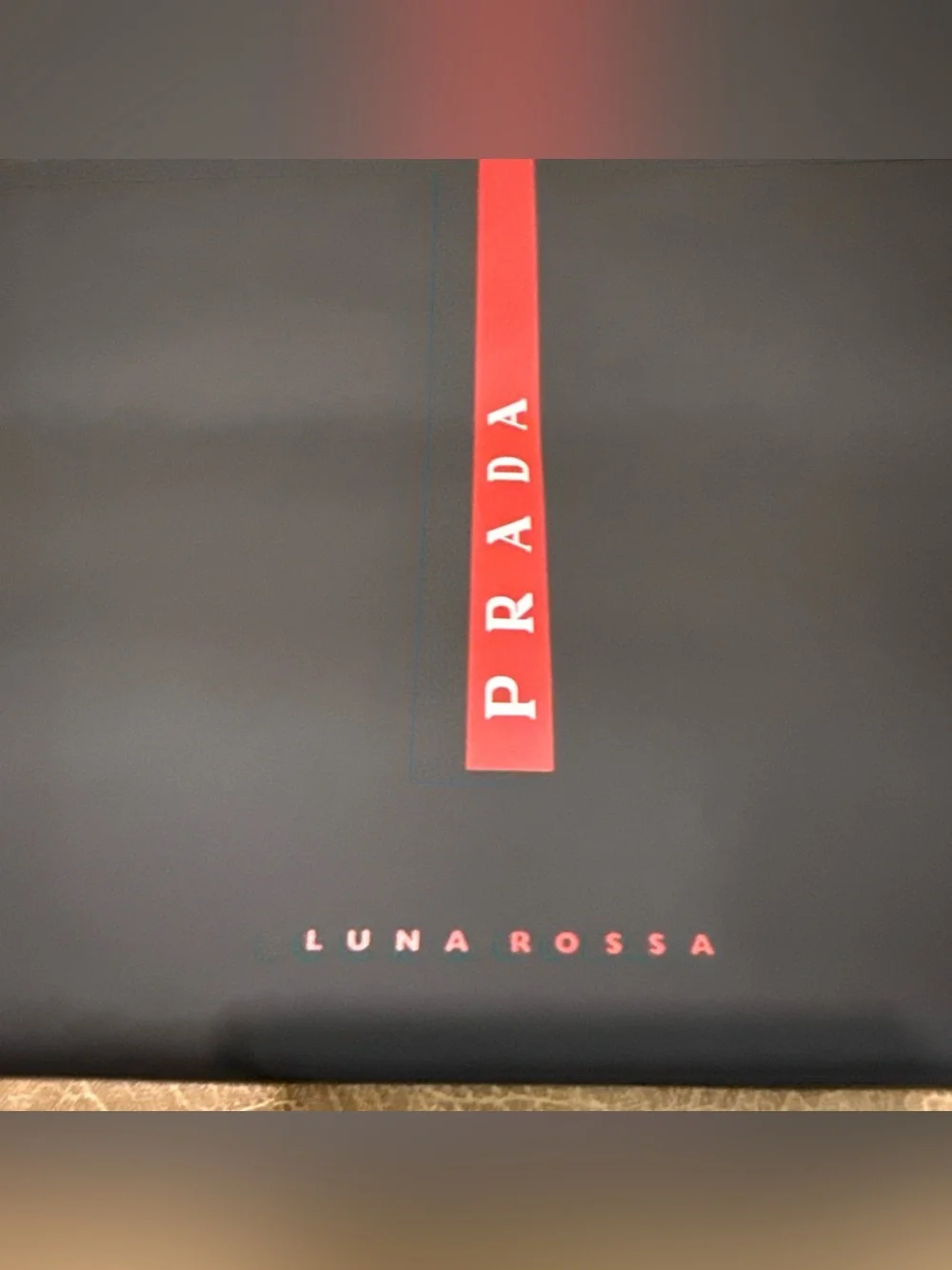 Prada Black Pouch with Red Vertical PRADA Stripe